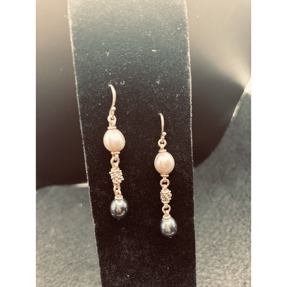Michael Dawkins 925 Sterling Silver Freshwater Pearl Drop Earrings Thailand